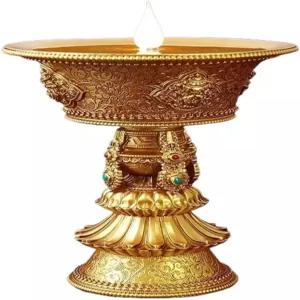 히온진 충전식 양초 홀더 티베트 전자 버터 램프 불교 테이블 중앙 장식 리드 모조 불꽃 홈