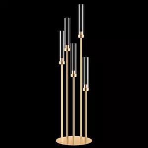 아크릴 램프쉐이드가 있는 5암 황금 캔들 홀더 크리스마스 결혼식 집들이 선물용 41.3인치 키 큰 금속