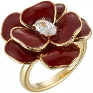 마 우아한 동백꽃 여성용 반지 CZ 다이아몬드 플로럴 성명서 랩 핑거 밴드 결혼 기념일 약속 예쁜 보석