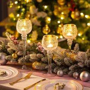 인웨더 유리 청록색 양초 홀더 크리스마스 식탁 중앙 조각 결혼식 파티 세트를 위한 클리어 보티브 9/10/12