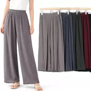 (색상 골고루 랜덤발송)투엘 봄 여름 226.단색 주름 통바지 밴딩바지