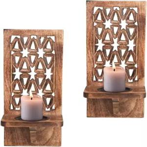 홈비아 디자인 기하학적 스타 나무 벽 캔들 스콘 크리스마스 할로윈 및 일상적인 데코를 위한 2인치 16인치