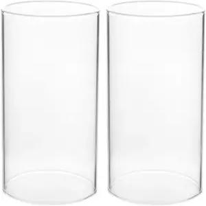 샤이니노피 허리케인 캔들 홀더 슬리브 2개 유리 튜브 램프 그늘막 투명 바닥 없는 실린더 5.9 X 2.75 인치