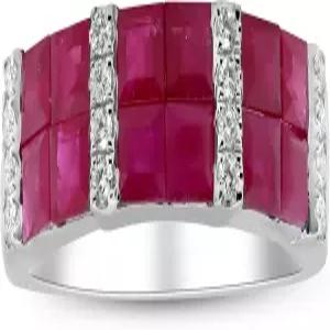 진 앤 그레이스 화이트 골드 모잠비크 루비 반지 여성용 다이아몬드 윤리적 진정성 소스 사각 컷 모양의