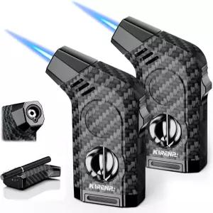 커터 홀더 강력한 제트 화염이 포함된 2팩 올인원 토치 라이터 남성용 선물 방풍 양초용 리필 가능한 부탄