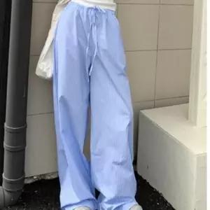 여성 밴딩 와이드 팬츠 스트라이프 파자마 잠옷 바지 라운지 홈웨어 쿨바지