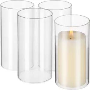 테호 4Pcs 투명 유리 캔들 커버 실린더 방풍 양초 램프쉐이드 3.93X2.36X2.36인치 홀더에 홈 데코 웨딩
