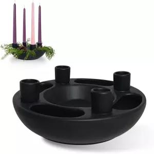 크리스마스 어드벤트 화환 캔들 홀더 4 테이퍼 시트 블랙 세라믹 스탠드 홀리데이 모던 홈 파티 주방