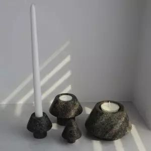 내추럴 그린 마블 크리스마스 트리 캔델라브라 세트 3 in 1 컨버터블 테이퍼 기둥 및 청록색 홀더 우아한