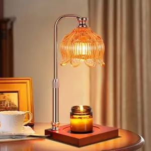 한산티 캔들 워머 램프 타이머 및 디머 조절 가능한 높이의 왁스 2x50W 전구 포함 집들이 침실 홈 데코