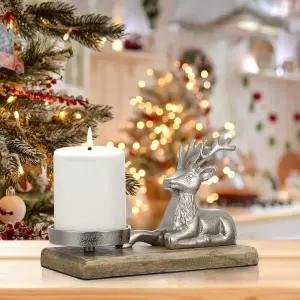 크리스마스 테이블 장식을 위한 내 선물 순록 청록 청록색 양초 홀더 기둥 보티브 또는 천연 고체 망고