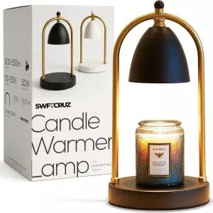 타이머 및 디밍 가능한 밝기의 SWFTCRUZ 캔들 워머 램프 50W GU10 전구 포함 가정용 향기 최대 15cm 블랙