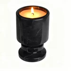 스톤 마블 캔들의 이야기 수작업 블랙 용기 따뜻한 글로우 홈 데코 소이 왁스 큰 무독성 면 심지 재사용
