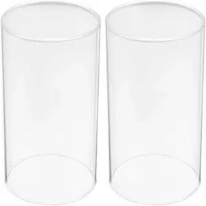 SHINEOFI 허리케인 캔들 홀더 슬리브 2개 투명 유리 그늘막 개방 끝 하단 없는 원통형 유리관 불꽃 램프