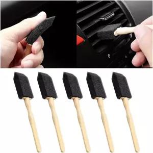 SWPHRT 차량 세부 청소 브러시 핸들이 있는 5PCS 스펀지 에어컨 통풍구 먼지 제거기 소프트 오토 외부