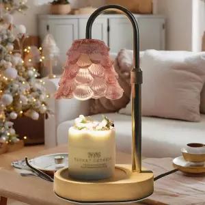 웜시티 크리스마스 트리 램프 모양의 캔들 워머 높이 조절 가능한 아로마 타이머와 디머 나무 베이스 유리