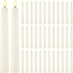 Treela 36피스 화염 없는 테이퍼 캔들 11인치 깜박임 가짜 LED 배터리 작동 크리스마스 할로윈 생일 결혼식