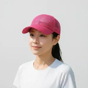 ( )통기성 좋은 핑크 메쉬 볼캡 여름 야외 활동 자외선 차단 모자