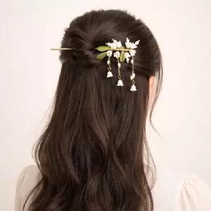 은방울꽃 진주 드롭 체인 U자형 일자형 비녀