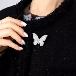 ( )나비 큐빅 옷핀 브로치 실버