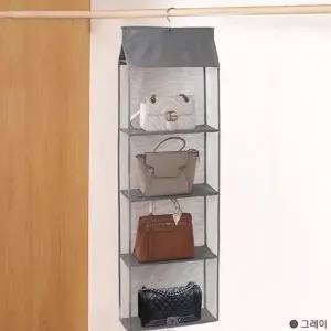 ( )명품가방 수납 홀더 4단 그레이 함 가방 장 모자 옷 수납 행거용 대 보관함 정리