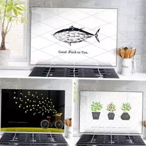 싱크대 강화 유리벽 기름때 주방 벽보호 방지 필름 인테리어 스플래쉬 조리대 벽장식 부착형 아트 렌지