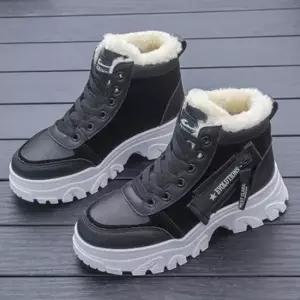 여성방한운동화 믹스매치 소재 여성 하이탑 털안감 방한 운동화