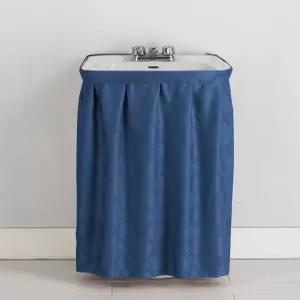 나뭇잎 패턴이 교차하는 캐슬 셀렉션 패브릭 싱크 스커트 셀프 접착 발수 배니티 커버(파란색)