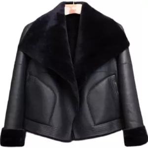 숏무스탕 겨울 자켓 모피 오버핏 카라넥 여성 라이더