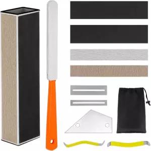 QWORK 기타 유지보수 및 수리 도구 키트 프렛 크라우닝 파일 레벨링 빔 로커 스트링 스프레더 핑거보드