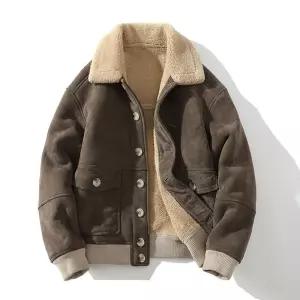 남자 점퍼 레더 브라운 양털 밍크 젊은오빠 무스탕