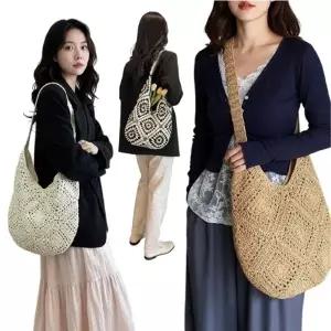 [이거찜] 데이지 네트백 그물가방 니트 숄더백  데일리 포인트 썸머 왕골백 니트백