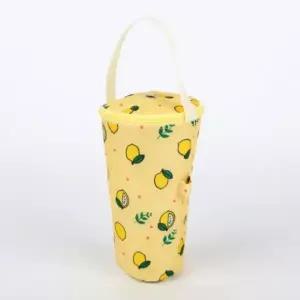 ( )노랑 보냉백 테이크아웃 음료 컵 보냉백 파우치 손잡이 보냉 가방 빨대 캐리어 컵가방