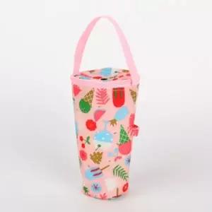 ( )핑크 보냉백 테이크아웃 음료 컵 보냉백 파우치 손잡이 보냉 가방 빨대 캐리어 컵가방