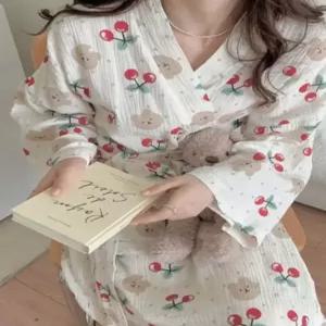 바로픽한 순면 느낌 귀여운 패턴 집들이 선물 샤워 가운 원피스