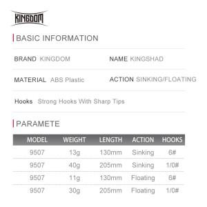 킹덤 싱킹 플로팅 낚시 루어 펜슬 하드 인조 미끼 11g 13g 30g 40g 바닷물 시배스 워블러