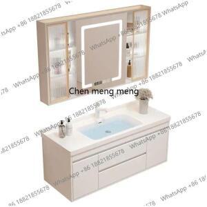 RR 노르딕 욕실 세면대 캐비닛 세라믹 싱크 조합 세트 모던 플로어 스톤 슬랩 원 베이신 핸드 워시