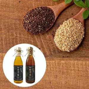 참기름 350ml 1병 + 들기름 벌크선물세트 반찬 수입들깨 가정용 선물용