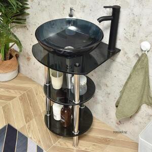 북유럽 스타일 유리 세면대, 욕실 유닛 및 싱크대, 가정용 가구, 발코니 바닥 설치형 선반