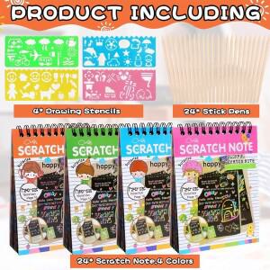1~8팩 레인보우 스크래치 아트 노트북 매직 종이 공예 세트 선물 가방 필수품 생일 파티 상품