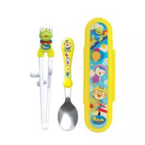 에디슨 크롱 수저 젓가락 하드 케이스 세트 1개 3세 4세 오른손용 아이 유아용 키즈 약국 캐릭터 스푼