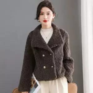 여자 상의 일체형 도톰한 코트 모피코트 라이크 스웨이드 숏 과립 융털 OP1