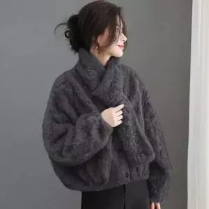 여사친 숏기장 코트 뽀글이 모피코트 도톰함 램스울 라이크 퍼 일체형 OP1