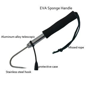 새로운 얼음 낚시 막대 스피어 후크 도구 텔레스코픽 개폐식 물고기 개프 스테인레스 스틸 휴대용 바다 보