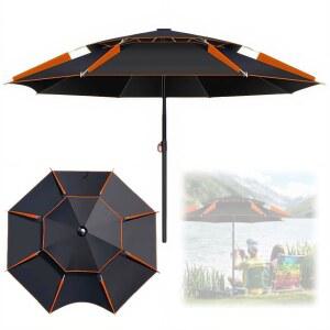 낚시 파라솔 대형 낚시용 비치 우산 옥스포드 원단 알루미늄 합금 안정성 360 회전 바람에 강한 이중층 일광 차단 방수 단열 방열 UV 다용도 경량 속건 야외 해변 발코니 정원, 낚시, 캠핑 등 다양한 활동에 적합합