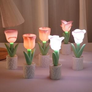 튤립 무드등 침실 램프 책상 액세서리 분위기 조명 홈 데코 사진 소품 생일 장식
