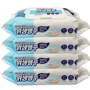 샤인 세정 엠보싱 위생행주 물티슈 80매x4개 일회용ghi783