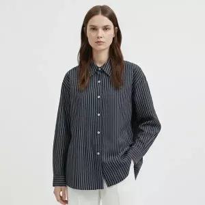 [NS홈쇼핑][샵앤] 여성 카라넥 스트라이프 루즈핏 블라우스 셔츠 NARU-WBL-21138...