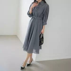 [마담4060]엄마옷 마담4060 [모던베이직] 벨트셔츠 여성 데일리 원피스 -ROP2604001-..
