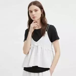 [NS홈쇼핑][샵앤] 여성 라운드 반팔티 끈나시 플레어 뷔스티에 세트 SHA-WSET-21162...